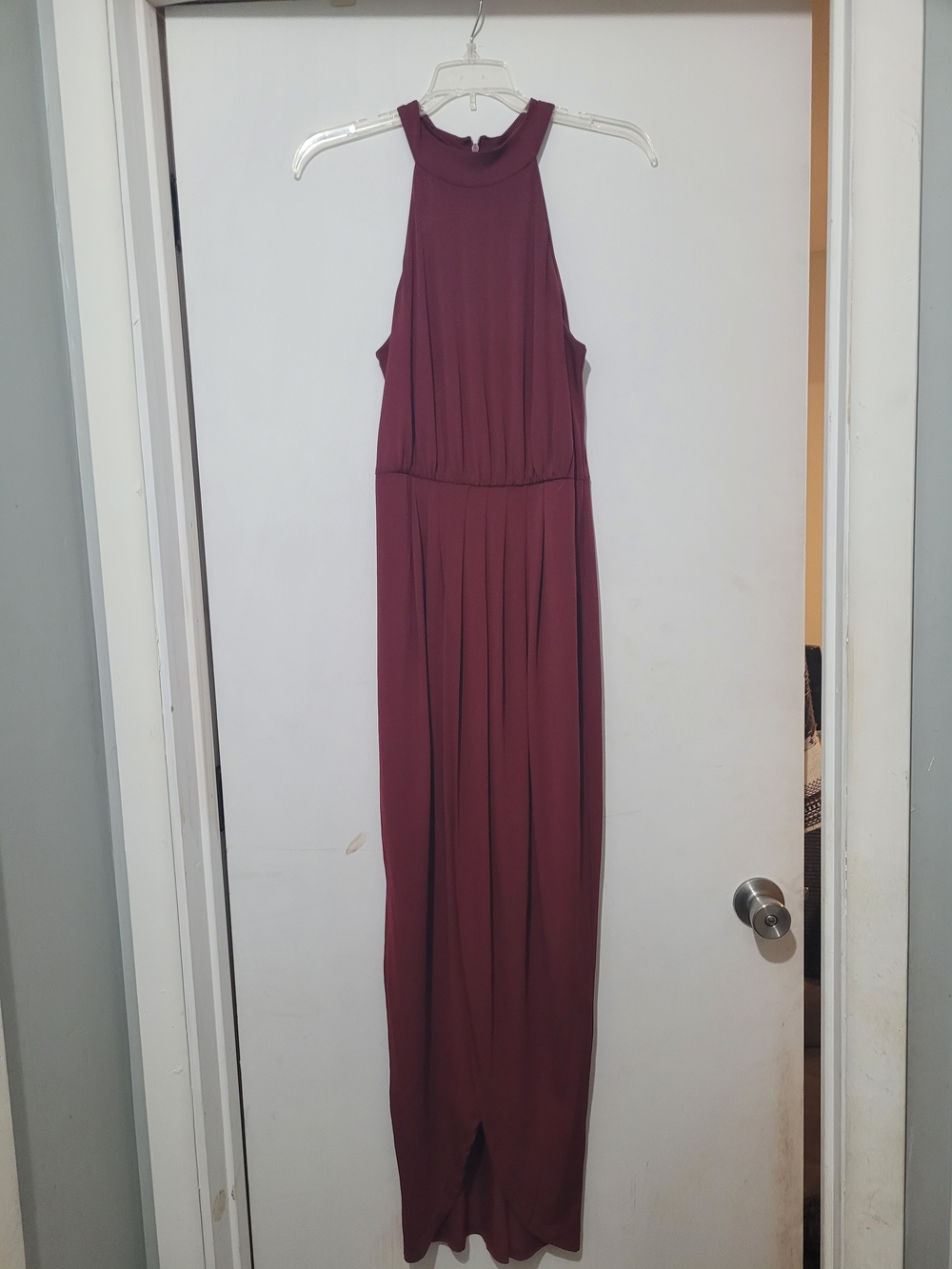 VENUS Burgundy High-Neck Sleeveless Maxi Dress